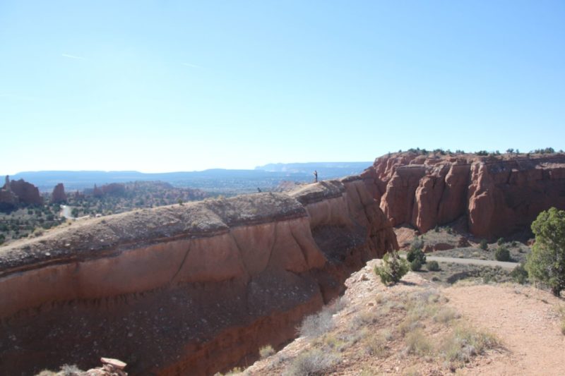 It is long, narrow, and sharp drop-off