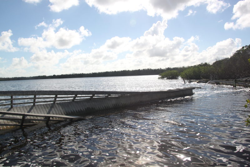 Board walk is damage at lake front